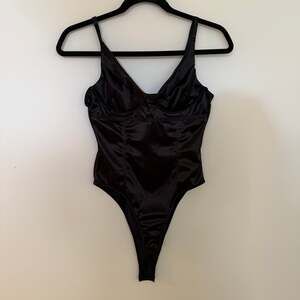 Black Satin Corset Bodysuit